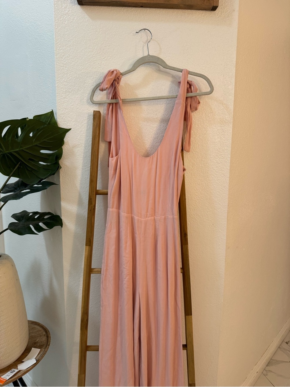 Lovers + Friends Blush Pink Tie-Shoulder Jumpsuit